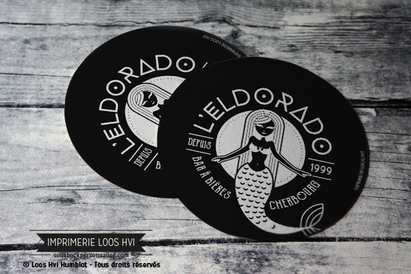 Sous bock personnalis rond pour bar a biere brasserie Eldorado Imprimer avec Loos Hvi Humblot
