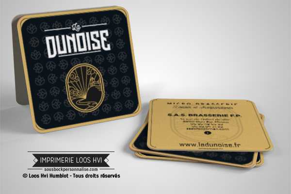 Sous bock personnalise rectangle pour Brasserie biere La Dunoise Imprimer avec Loos Hvi Humblot