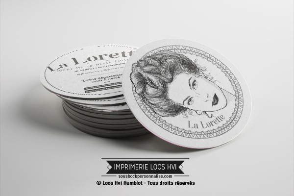 Sous-bock imprimé personnalisé pour La Brasserie des Lorettes strikingly