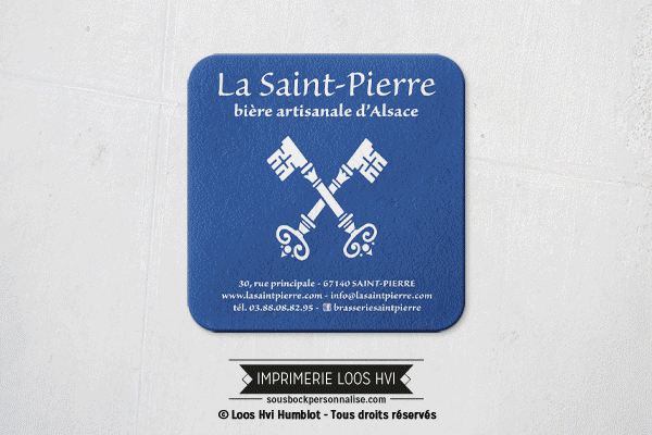 Sous bock personnalis rectangle pour la Saint Pierre brasserie biere Imprimer avec Loos Hvi Humblot