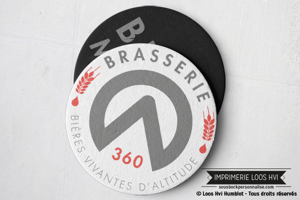 Sous bock personnalisé rond pour la Brasserie 360 Imprimer avec Loos Hvi Humblot