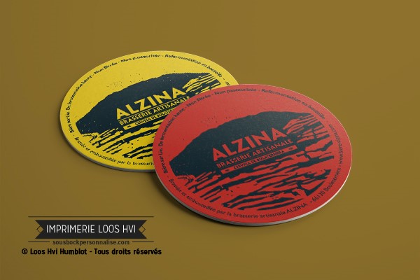 Impression de dessous de verre sous bock  imprime et personnalise pour la Brasserie artisanale Alzina