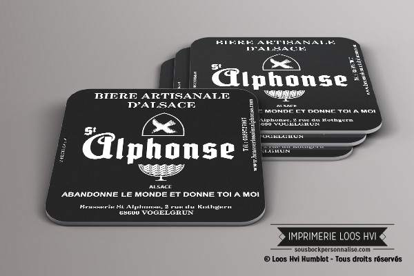 Impression de dessous de verre sous bock  imprime et personnalise pour la bière artisanale alsace Alphonse