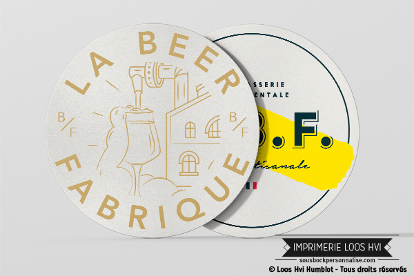 Impression de dessous de verre sous bock imprime et personnalise pour la Brasserie fondamentale biere artisanale LBF