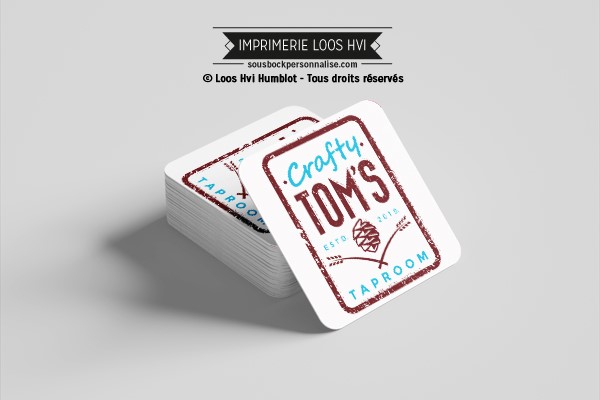 Sous-bock Dessous de verre imprimé personnalisé pour Crafty Toms Brewery Taproom